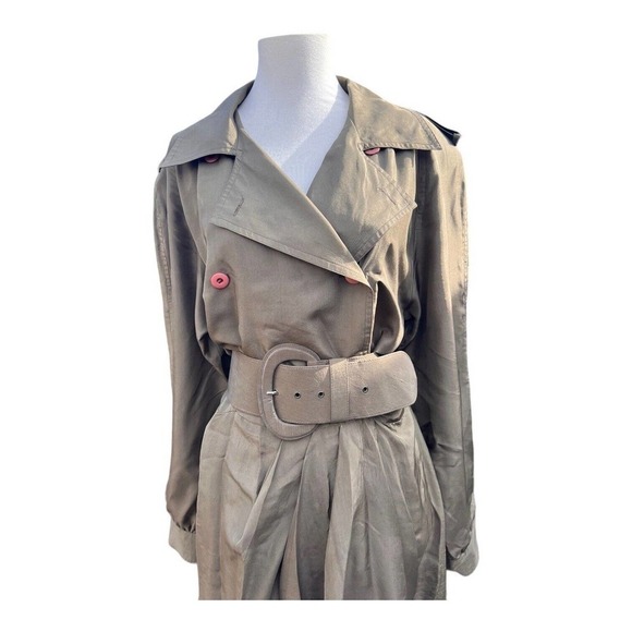 Vintage Pat Argenti Silk Shirt Dress Belted Safari Chic 1980's mini dress 12 - Picture 7 of 9